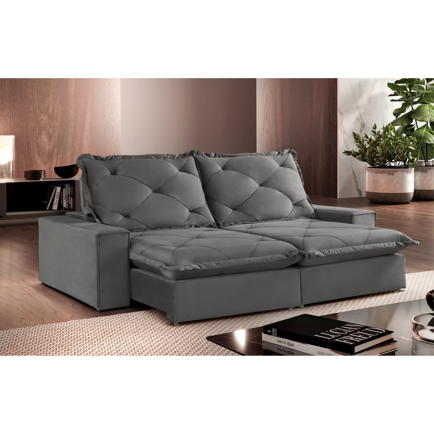 Sofa Ares Retrátil e Reclinável 3 Lugares 1,70m com Molas Ensacadas e Pillow Top Espresso Móveis - 1