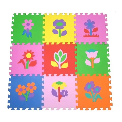 TAPETE EVA FLORES 9 PÇS 30X30 CM 8MM ESPESSURA:Colorido