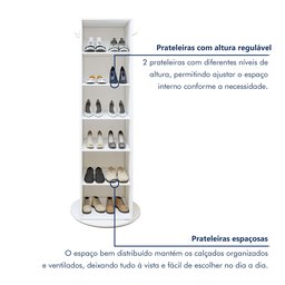 Sapateira Giratória com Porta de Espelho para 11 a 20 Pares Esthela - 8