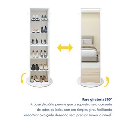 Sapateira Giratória com Porta de Espelho para 11 a 20 Pares Esthela - 9