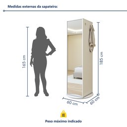 Sapateira Giratória com Porta de Espelho para 11 a 20 Pares Esthela - 4
