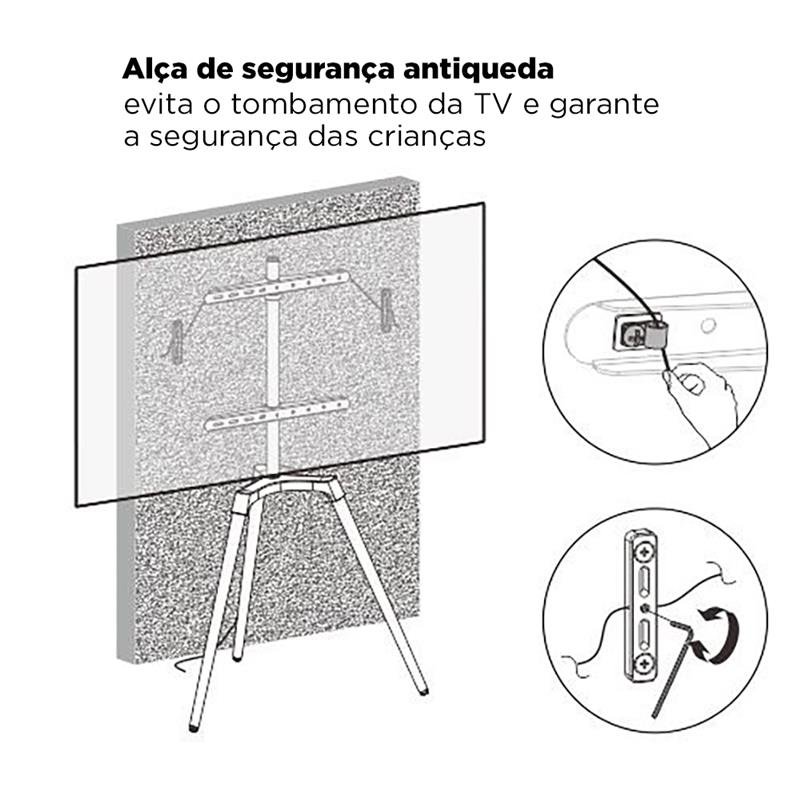 Pedestal Design Studio Tripé P/ Tv de 40" 65" - Branco - Elg - 7