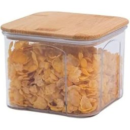 Kit 3 Pote Hermético Acrílico Transparente Tampa Bambu 650ml - 5