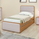 Ver imagem 1 de Bicama de Solteiro Corino Loop com Cama Auxiliar Marrom Amêndoa Clean