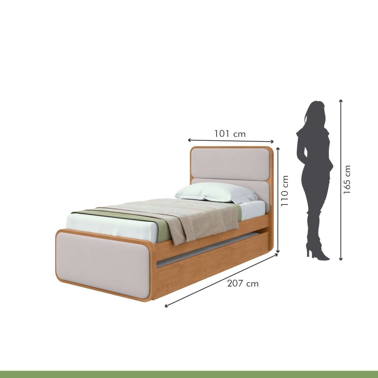 Cama Solteiro Loop Tecido Corano com Cama Auxiliar - 3