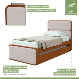 Cama Solteiro Loop Tecido Corano com Cama Auxiliar - 7