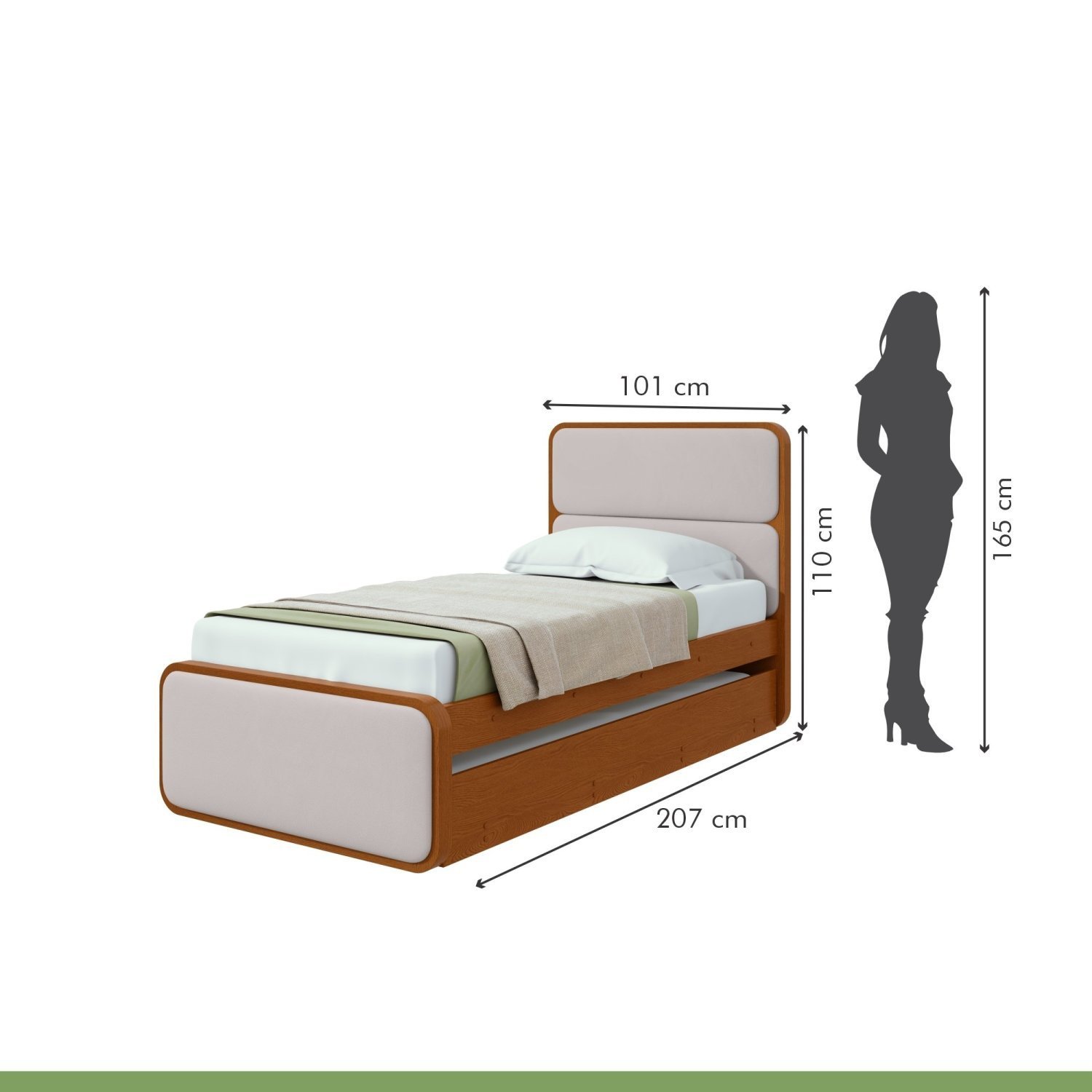 Cama Solteiro Loop Tecido Corano com Cama Auxiliar - 3