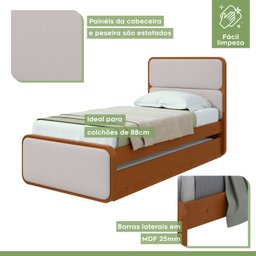 Cama Solteiro Loop Tecido Corano com Cama Auxiliar - 9