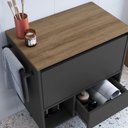 Ver imagem 6 de Gabinete de Banheiro Suspenso 60cm com 1nicho 1toalheiro 1porta e 1gaveta Bh8050 Mel/grafite