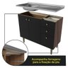 Balcão Gabinete com Pia 3 Portas e 1 Gaveta 105cm Rustic/preto Gourmet Madesa - 10