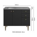 Ver imagem 3 de Balcão Gabinete com Pia 3 Portas e 1 Gaveta 105cm Rustic/preto Gourmet Madesa