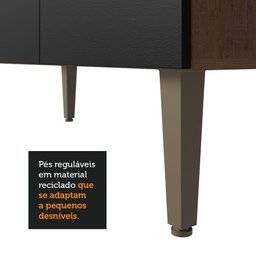 Balcão Gabinete com Pia 3 Portas e 1 Gaveta 105cm Rustic/preto Gourmet Madesa - 9