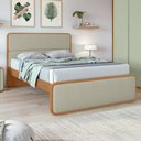 Ver imagem 1 de Cama de Casal Cabeceira Estampada Madeira Loop 151cm Amêndoa Clean Sálvia