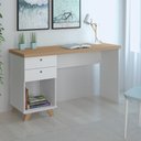 Ver imagem 2 de Mesa para Computador Escrivaninha 2 Gavetas Sky Olmo/branco - Artany