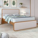 Ver imagem 1 de Cama de Casal Cabeceira Estampada Madeira Loop 151cm Amêndoa Clean/Off White