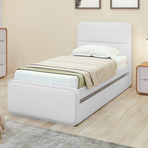 Bicama de Solteiro Corino Loop com Cama Auxiliar Branco