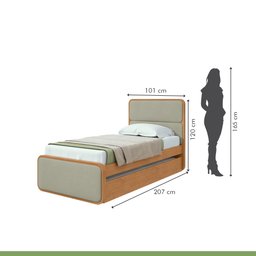 Cama Solteiro Loop Tecido Boucle com Cama Auxiliar - 4