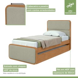 Cama Solteiro Loop Tecido Boucle com Cama Auxiliar - 7