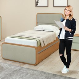 Cama Solteiro Loop Tecido Boucle com Cama Auxiliar - 5
