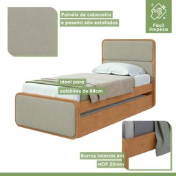Cama Solteiro Loop Tecido Boucle com Cama Auxiliar - 9