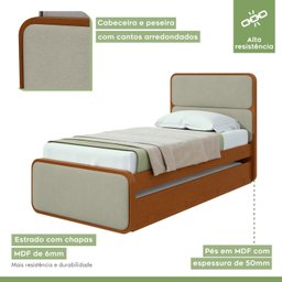 Cama Solteiro Loop Tecido Boucle com Cama Auxiliar - 7