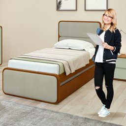 Cama Solteiro Loop Tecido Boucle com Cama Auxiliar - 5