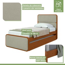 Cama Solteiro Loop Tecido Boucle com Cama Auxiliar - 9