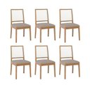Ver imagem 1 de Kit 6 Cadeiras para Sala de Jantar Estofadas Marcela Bege/Madeira