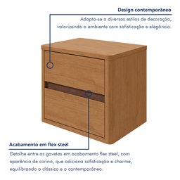 Mesa de Cabeceira 2 Gavetas Leder - 5