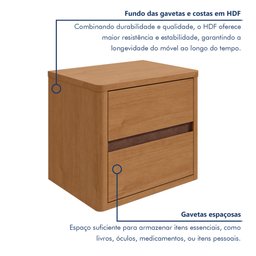 Mesa de Cabeceira 2 Gavetas Leder - 4