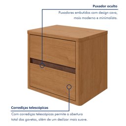Mesa de Cabeceira 2 Gavetas Leder - 3