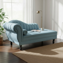 Ver imagem 2 de Recamier Decorativo Divã Amsterdã 147cm Lado Direito Linho Azul Marinho