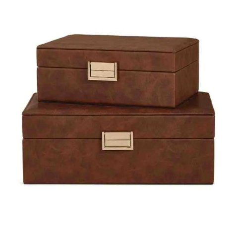 Kit Caixa Decorativa Marrom Escuro - 2 Peças
