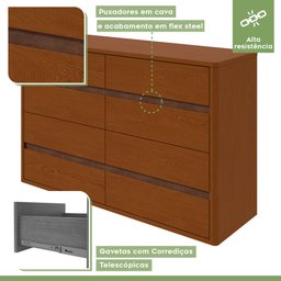 Cômoda 8 Gavetas 150x95cm Leder - 4