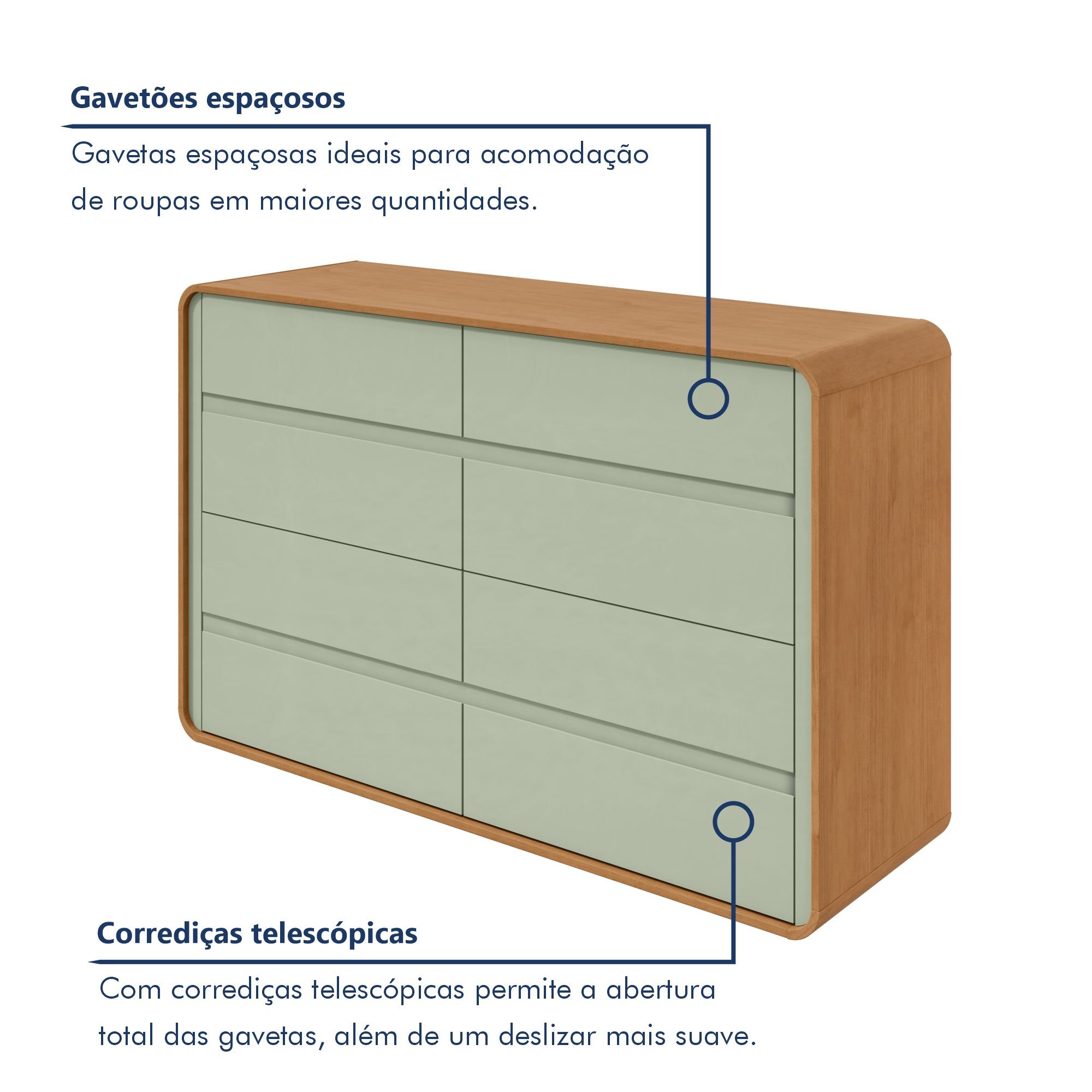 Cômoda 8 Gavetas 152x48x96cm Loop - 2