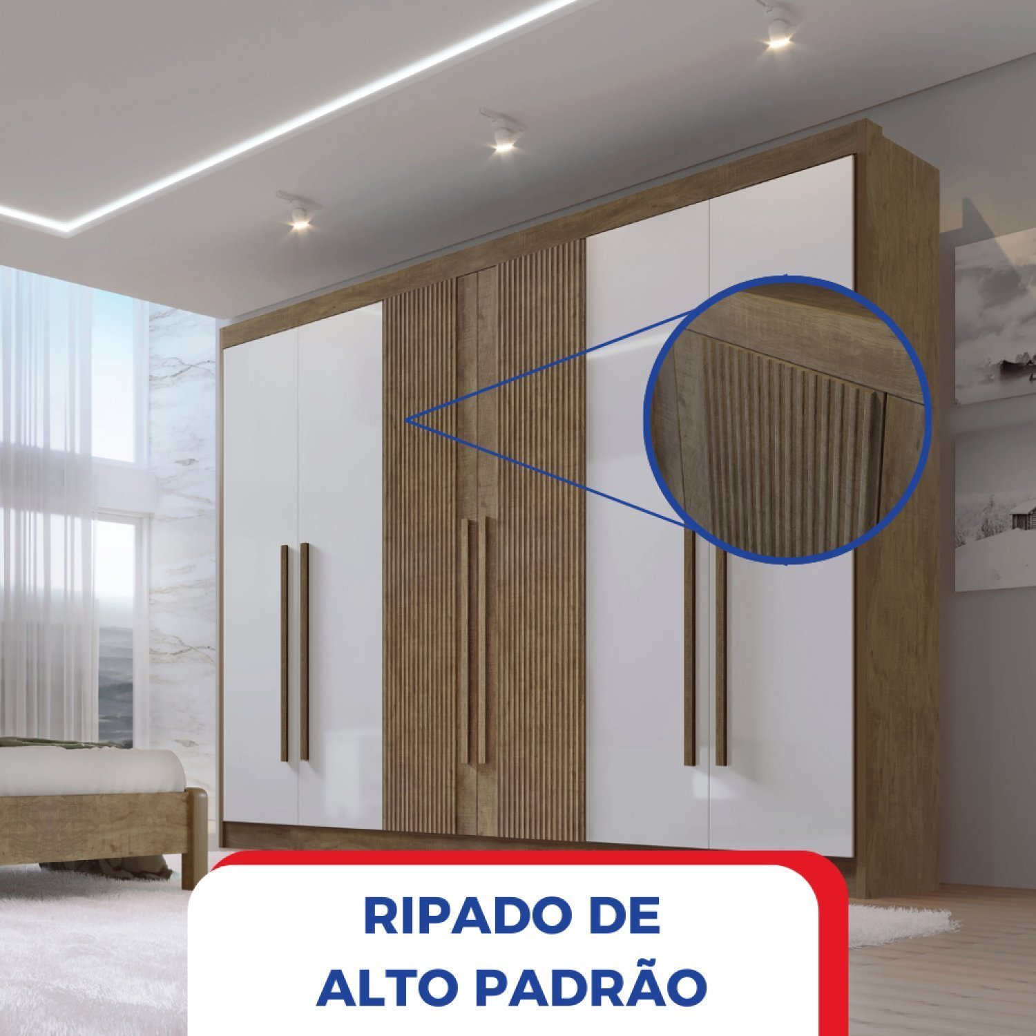 Guarda-roupa Casal MDF Ripado 6 Portas 6 Gavetas Paris Plus  - 9