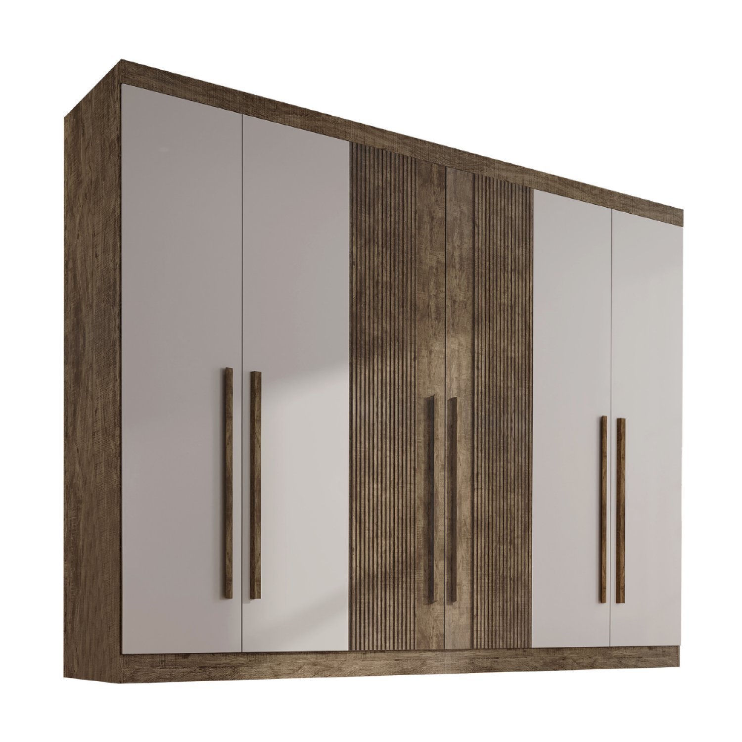 Guarda-roupa Casal MDF Ripado 6 Portas 6 Gavetas Paris Plus  - 6