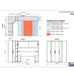 Conjunto para Quarto com Guarda Roupa Modular Gênova Plus - 14