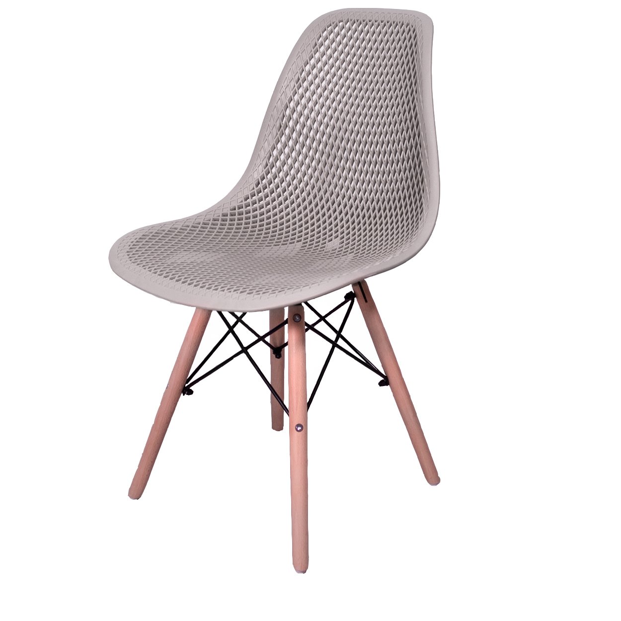 Kit 4 Cadeiras Design Charles Eames Eiffel Furadinha Cor:Nude - 3