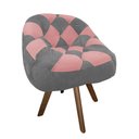 Ver imagem 2 de Poltrona Paloma Escritório Sala Giratória Madeira Suede Cinza e Suede Rose - Dominic Decor