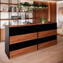 Ver imagem 1 de Balcão para Atendimento Recepção Escritório MDP 180cm Nogal com Preto F5 Office