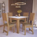 Ver imagem 2 de Conjunto Mesa Lisboa com 4 Cadeiras Freijó Offwhite Cacau - Indekes