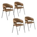 Ver imagem 1 de Conjunto 4 Cadeiras Veneza no Couro Caramelo e Metal Preto