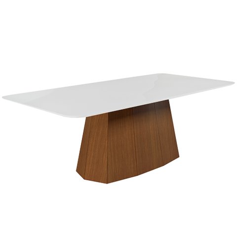 Mesa Sala de Jantar 8 Lugares 218cm Tampo com Oval Talocan Nogueira - Gran Belo