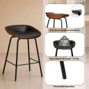 Ver imagem 6 de Banqueta Média Leather 65 cm Estrutura em Aço Assento em Courissimo Preta com Marrom - Edecasamoveis