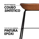 Ver imagem 4 de Banqueta Média Leather 65 cm Estrutura em Aço Assento em Courissimo Preta com Marrom - Edecasamoveis