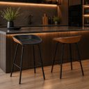 Ver mais imagens de Banqueta Média Leather 65 cm Estrutura em Aço Assento em Courissimo Preta com Marrom - Edecasamoveis