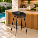 Ver imagem 1 de Banqueta Média Leather 65 cm Estrutura em Aço Assento em Courissimo Preta com Marrom - Edecasamoveis