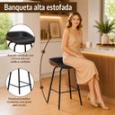 Ver imagem 3 de Banqueta Média Leather 65 cm Estrutura em Aço Assento em Courissimo Preta com Marrom - Edecasamoveis