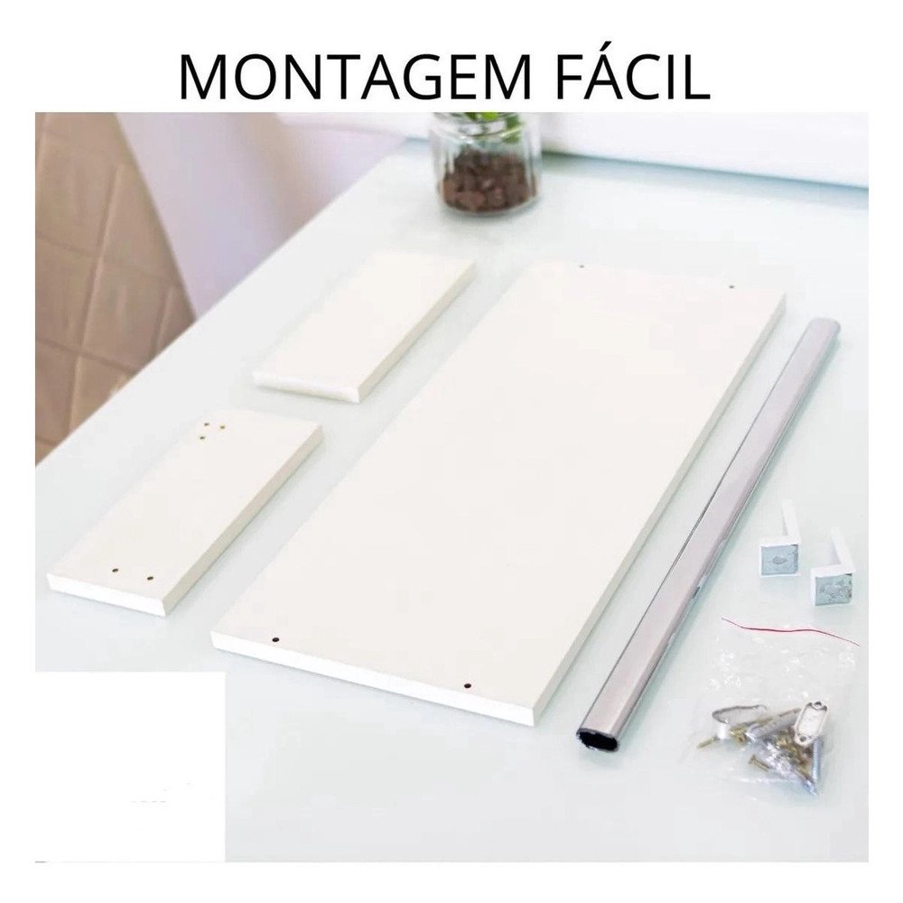 Kit 3 Cabideiros de Parede Arara Porta Roupas Quarto Closet Branco - Straub Web - 6